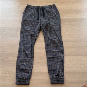 Zanerobe Black and Gray Plaid Joggers 34